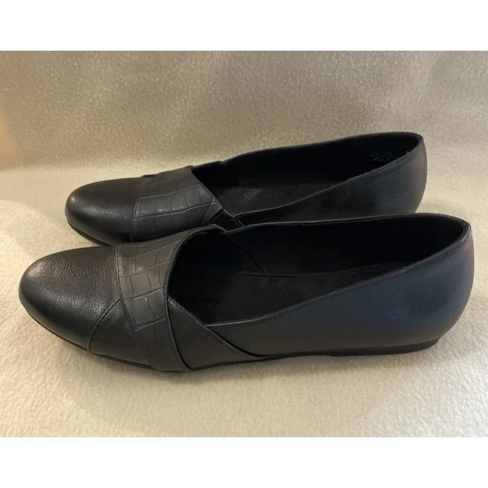 Easy Street Crisscross Slip On Black Ballet Flats Dress Comfort Shoes Womens 11M